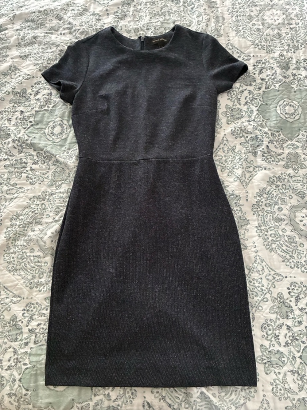 Banana republic tweed charcoal ponte dress short sleeve Sz 2